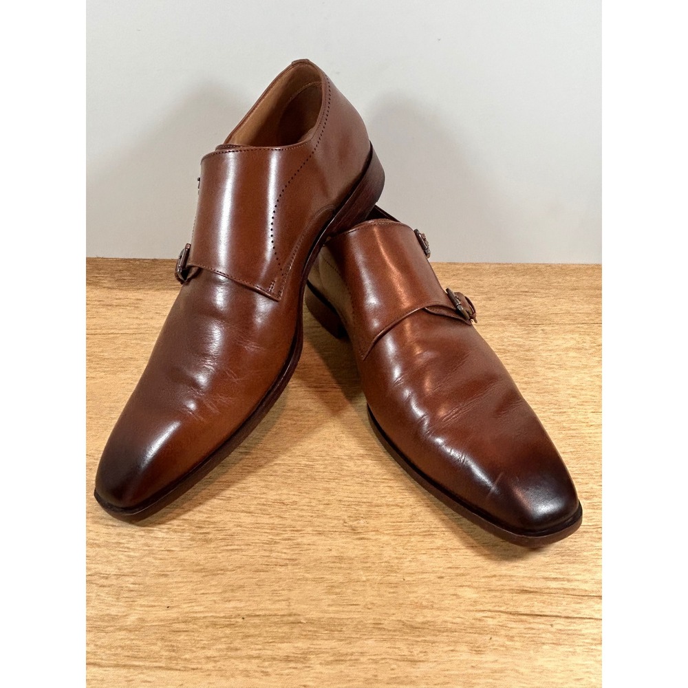 Flag Ltd Nappa Glove Mens Brown Leather Double Monk Strap Dress Shoes 13